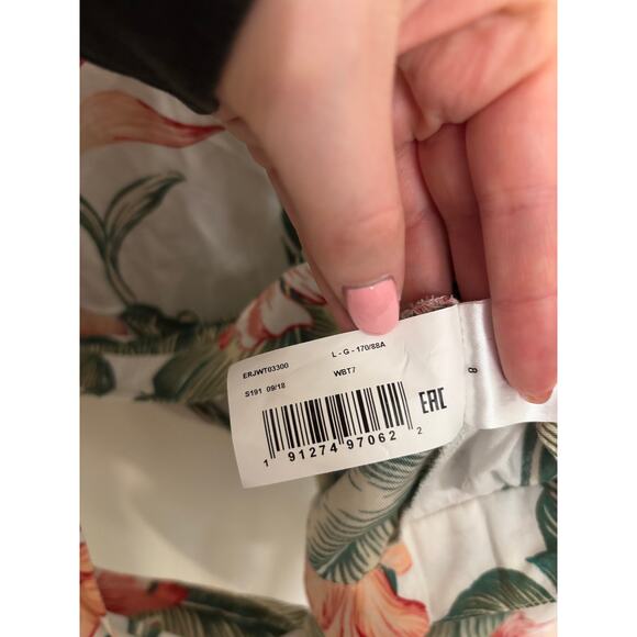 Roxy Top Womens L Empire State View Wrap Marshmallow Tropical Love Long Sleeve - Picture 7 of 7